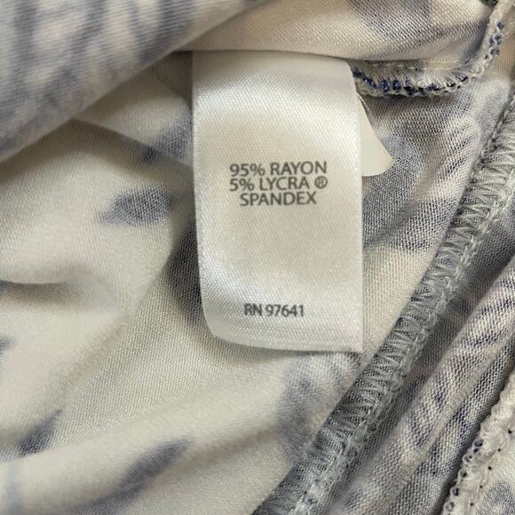 J.Jill Wearever Floral Mixed Print Tunic Top Blue White Short Sleeve XL - Picture 4 of 7